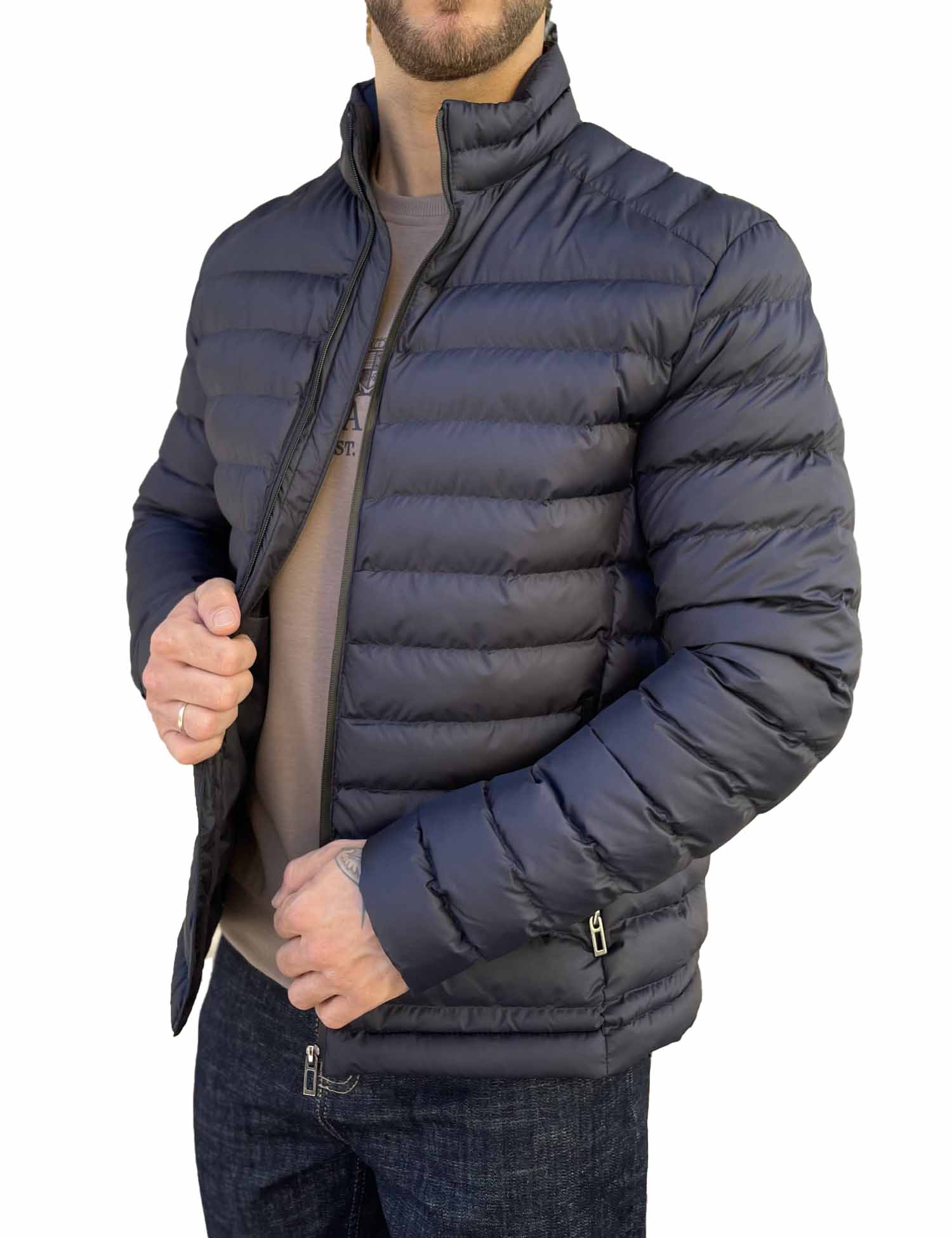 Ανδρικό μπλε καπιτονέ μπουφάν D3078B φωτογραφία